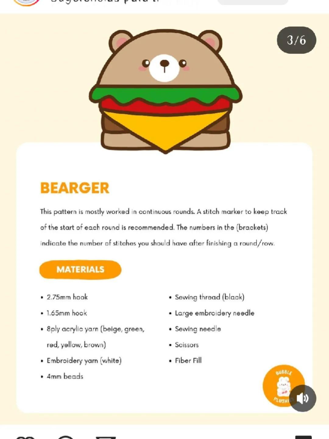 free pattern hamburger bear