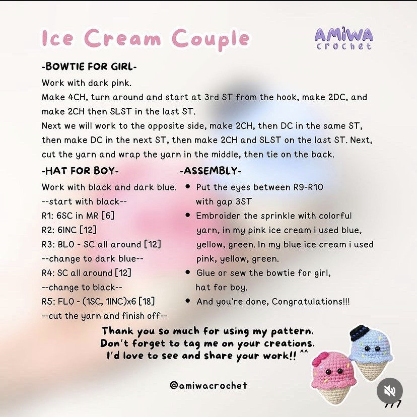 free pattern ice cream couple