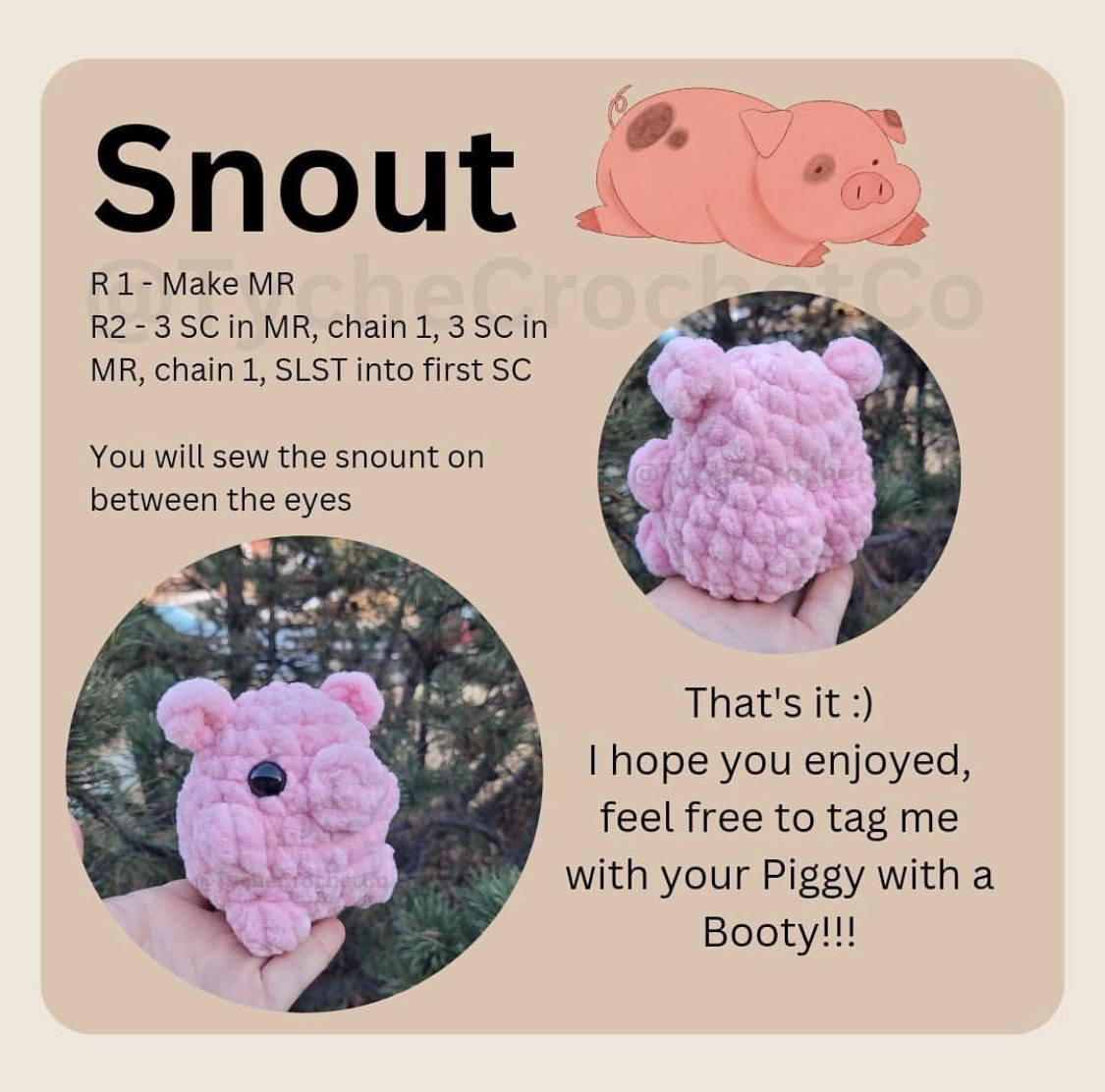 free pattern low sew piggy with  a booty