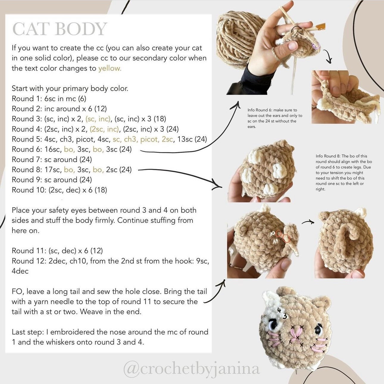 free pattern mini chonky cat