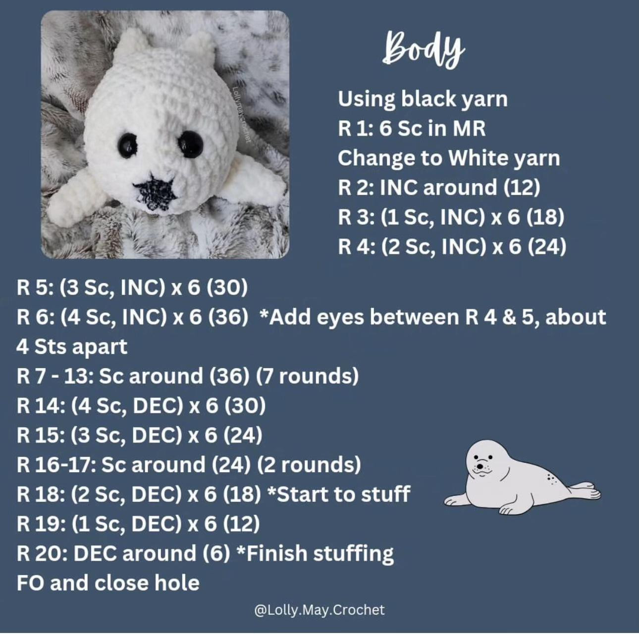 free pattern pearl the chonky seal pup