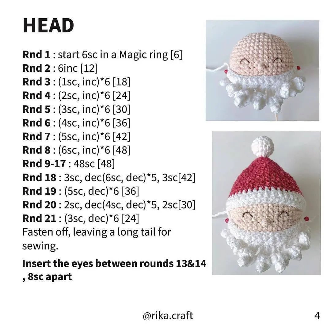 Free pattern 🎅 Santa Claus mini🎅🏼