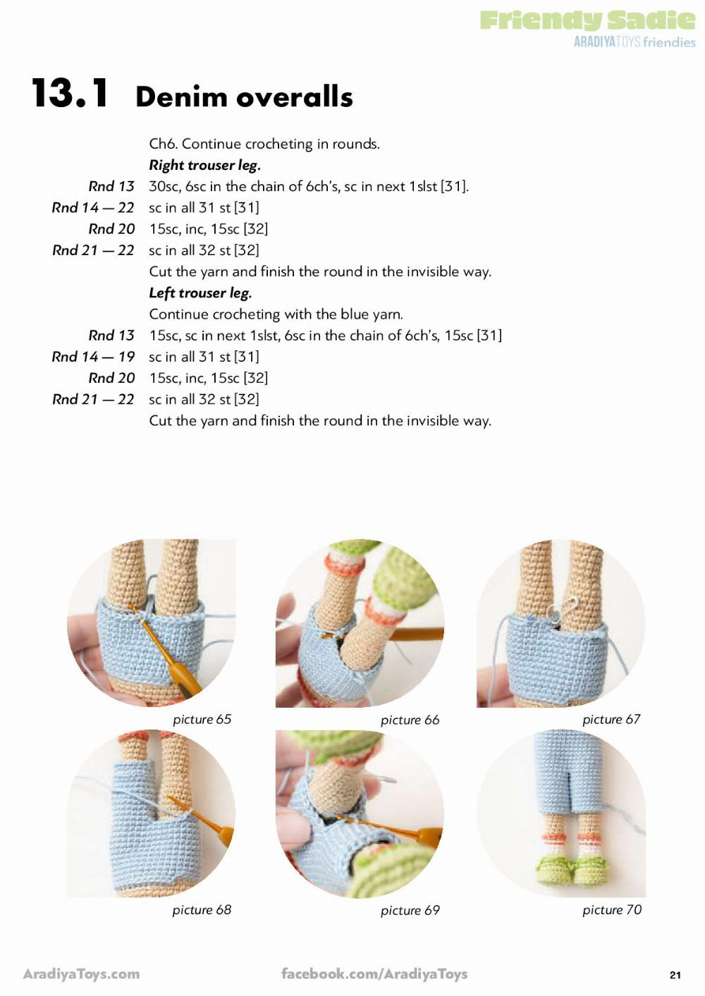 Friendy Sadie AradiyaToys friendies, Crochet pattern for a little girl doll wearing overalls, a beanie hat and headphones