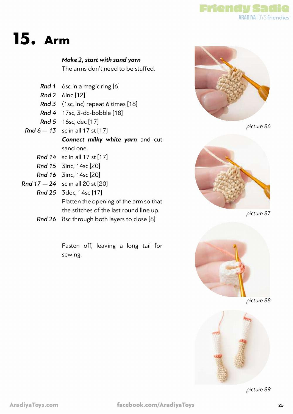 Friendy Sadie AradiyaToys friendies, Crochet pattern for a little girl doll wearing overalls, a beanie hat and headphones