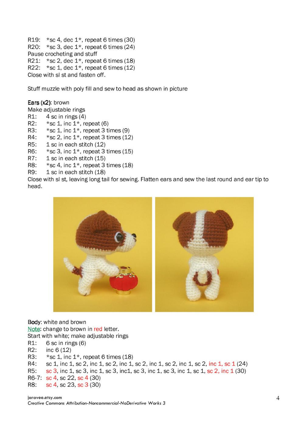 Jack Russell Terrier Puppy Amigurumi Pattern