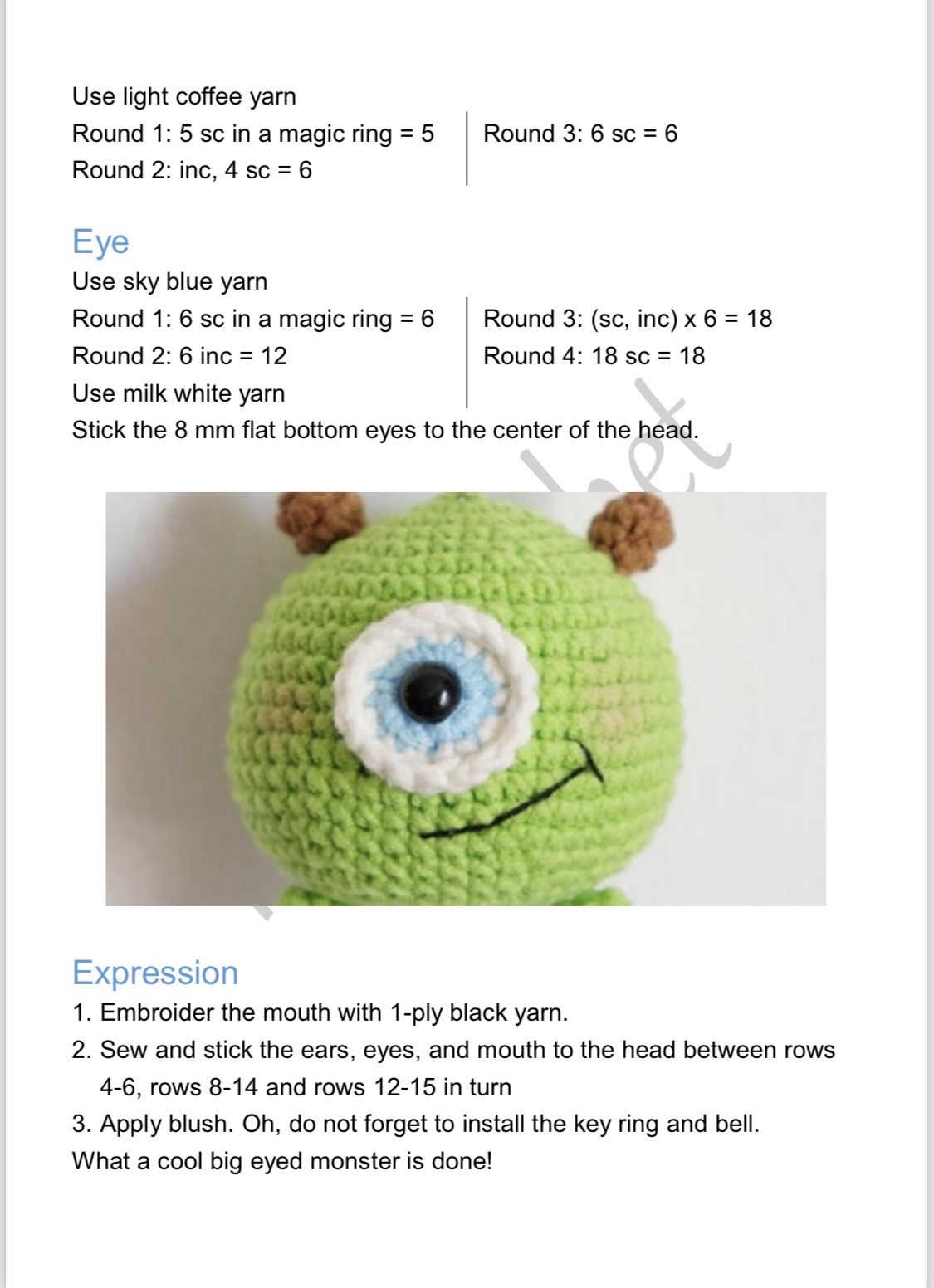 kaia crochet, mini dolls group d crochet pattern, pink pig, hello kitty, big eyed monster, little sheep