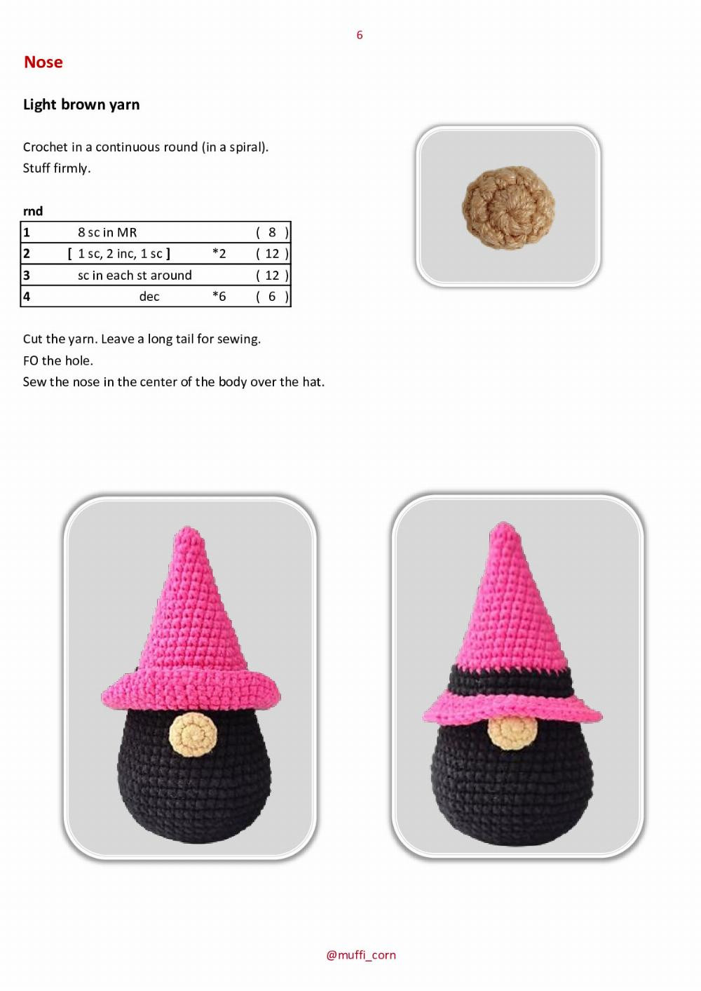 Keychain Gnome witch crochet pattern