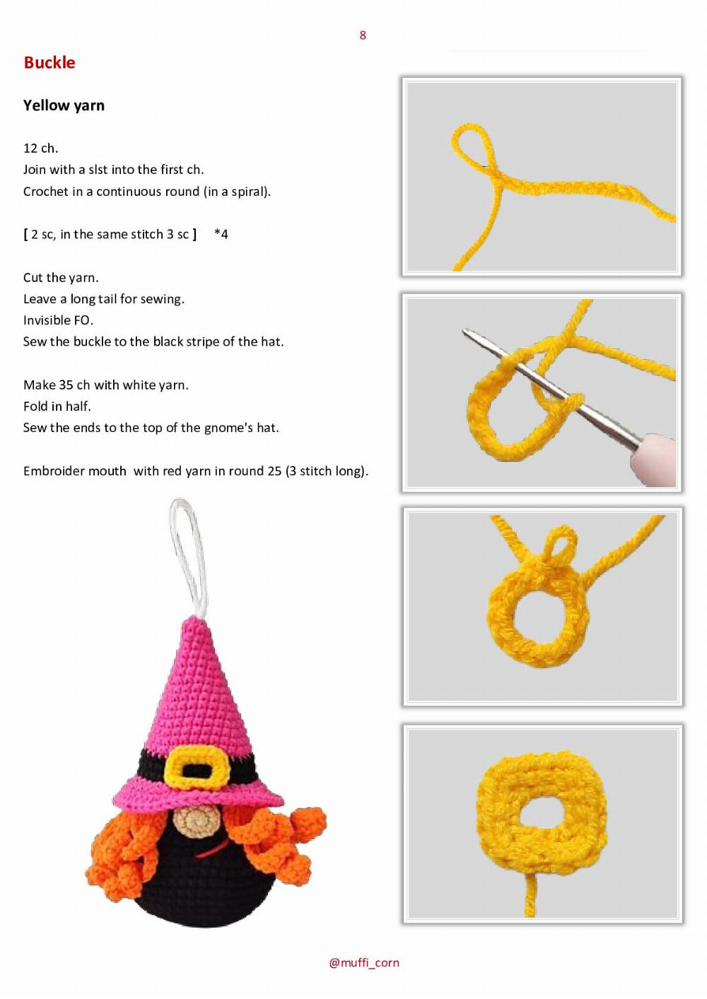 Keychain Gnome witch crochet pattern