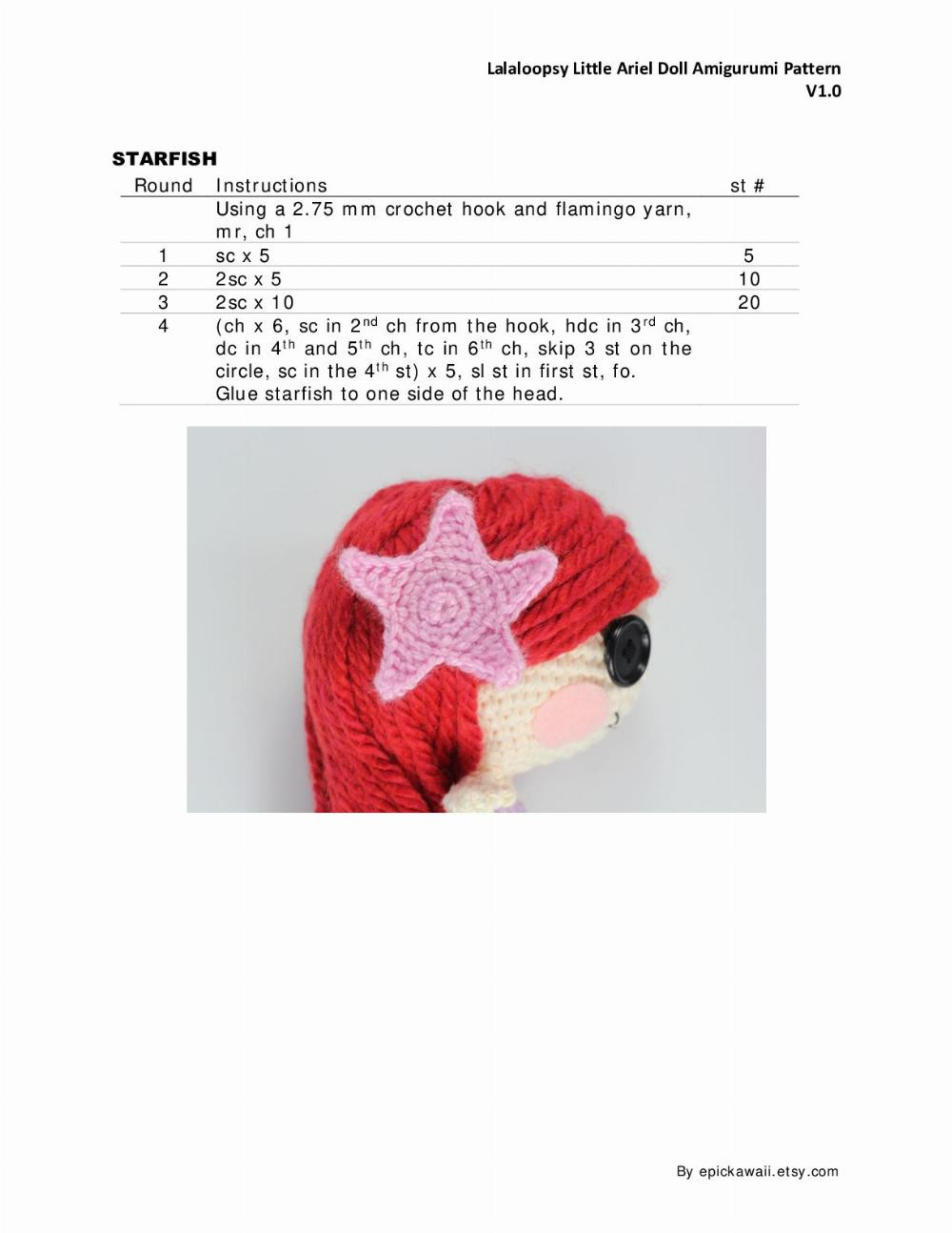 LALALOOPSY LITTLE Ariel AMIGURUMI PATTERN, Mermaid crochet pattern