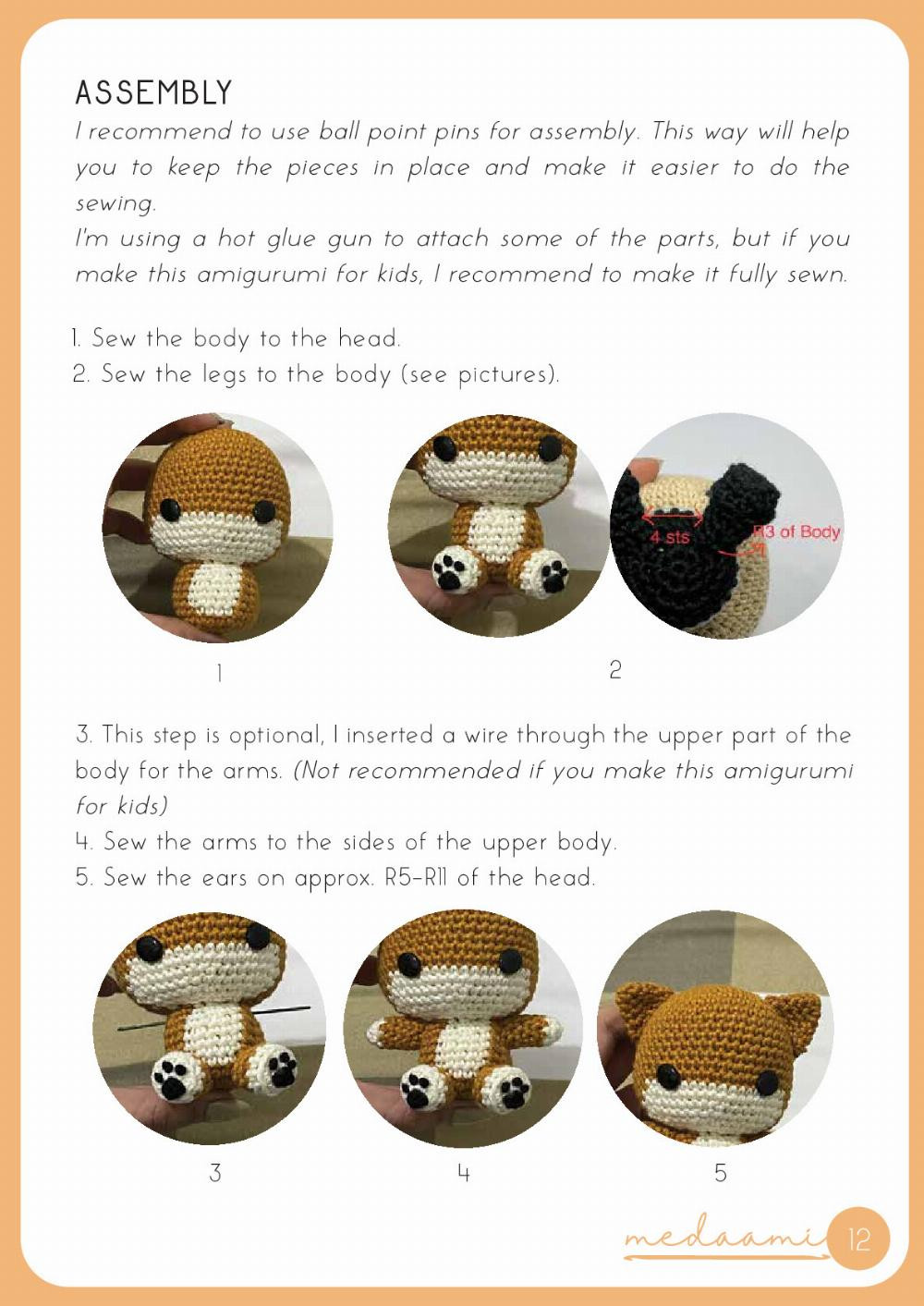 lights shiba dog crochet pattern