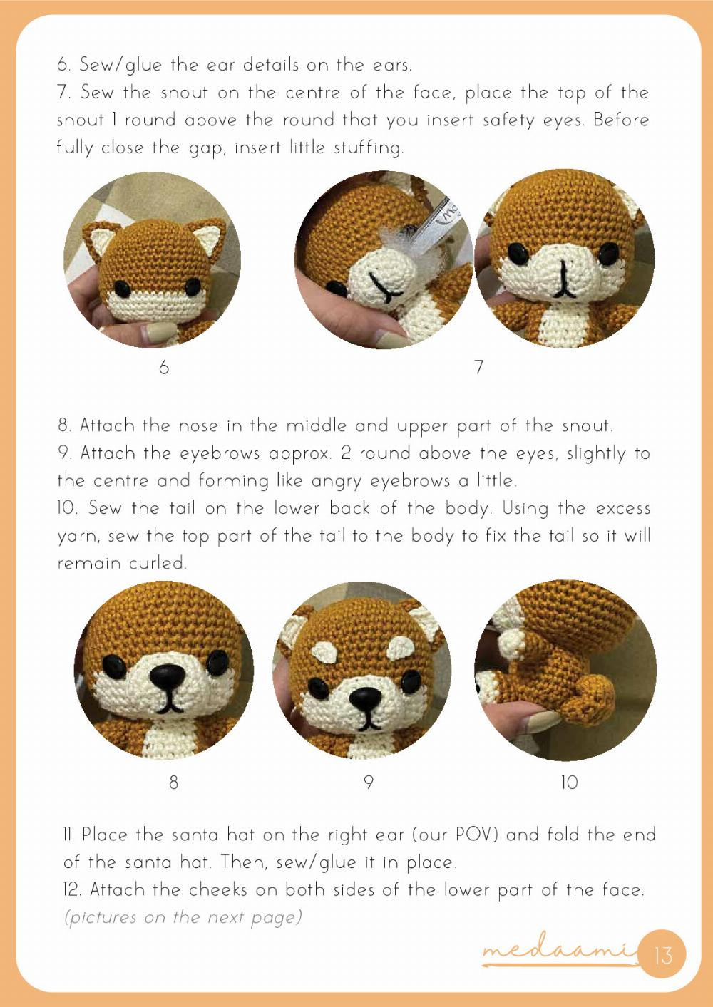 lights shiba dog crochet pattern