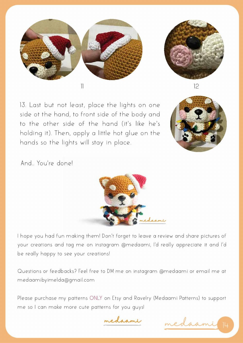 lights shiba dog crochet pattern