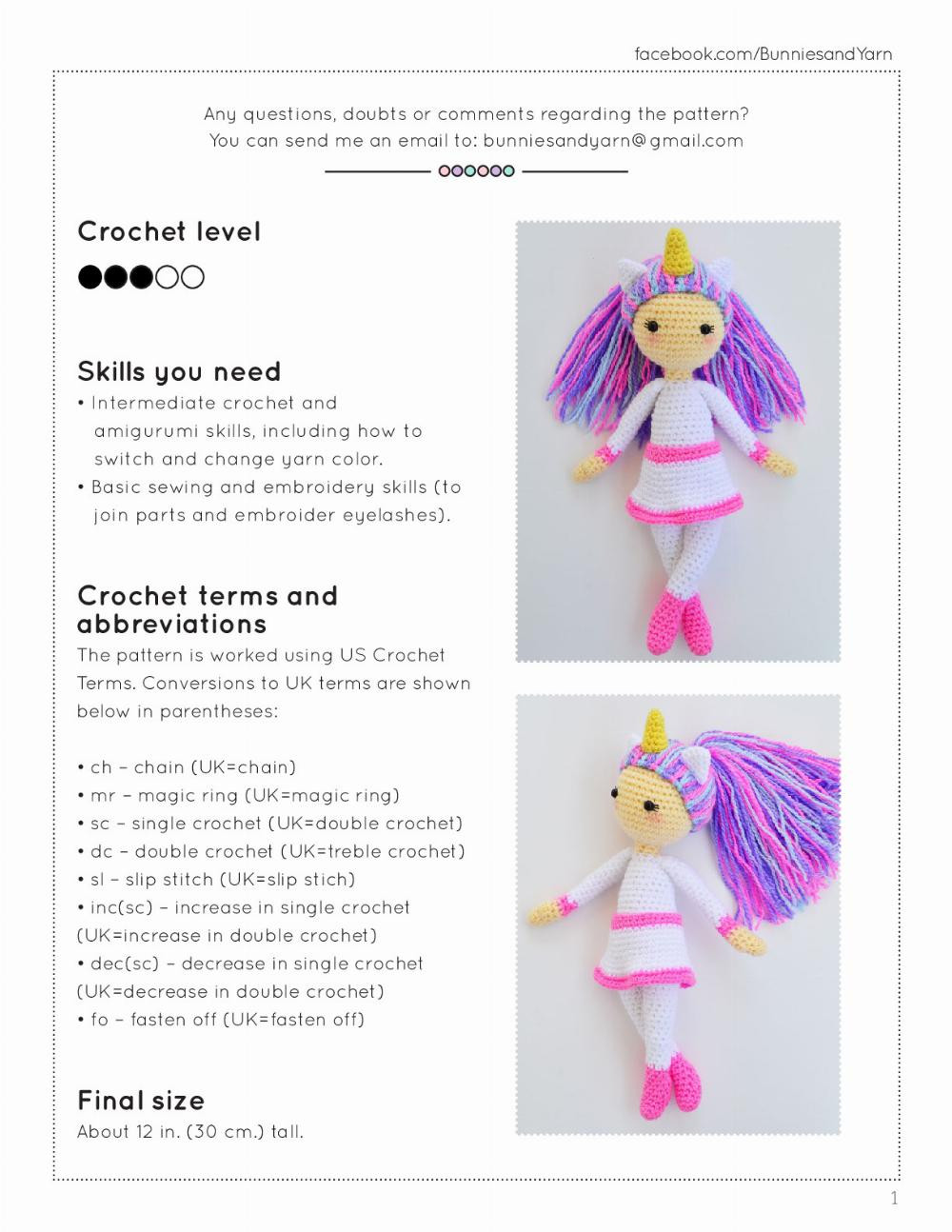 Linda the Unicorn Doll Crochet Pattern