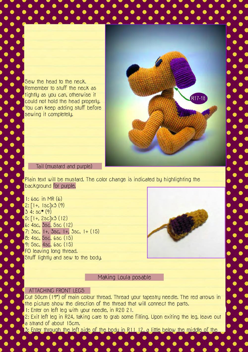 LOULA dog, crochet pattern