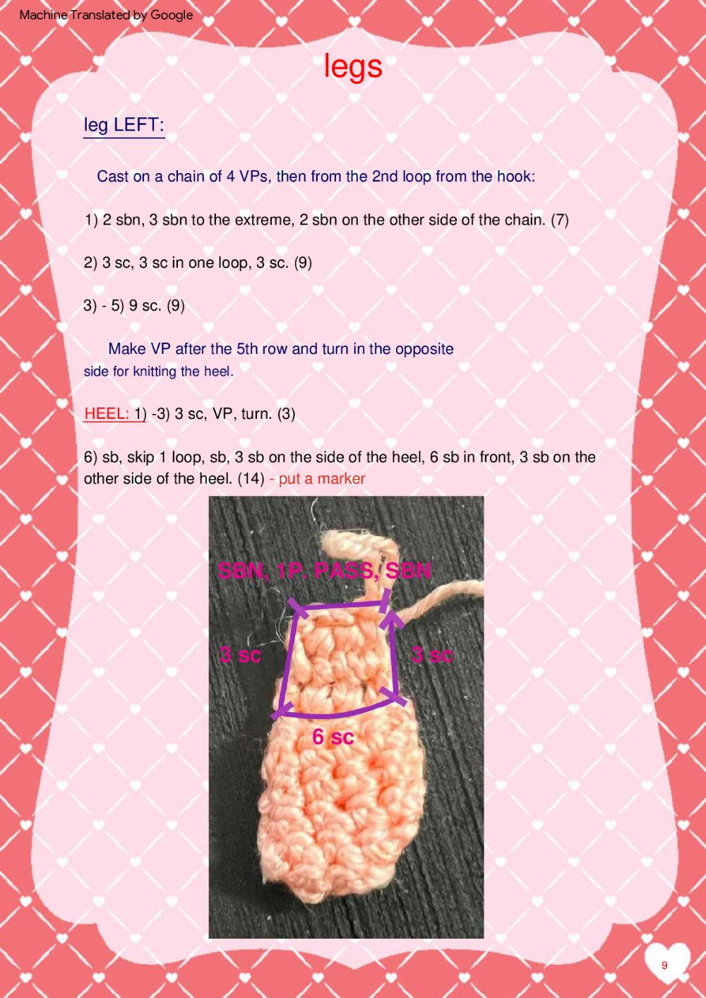 Lucy, Crochet pattern for a red-haired girl doll wearing a short skirt, shirt,