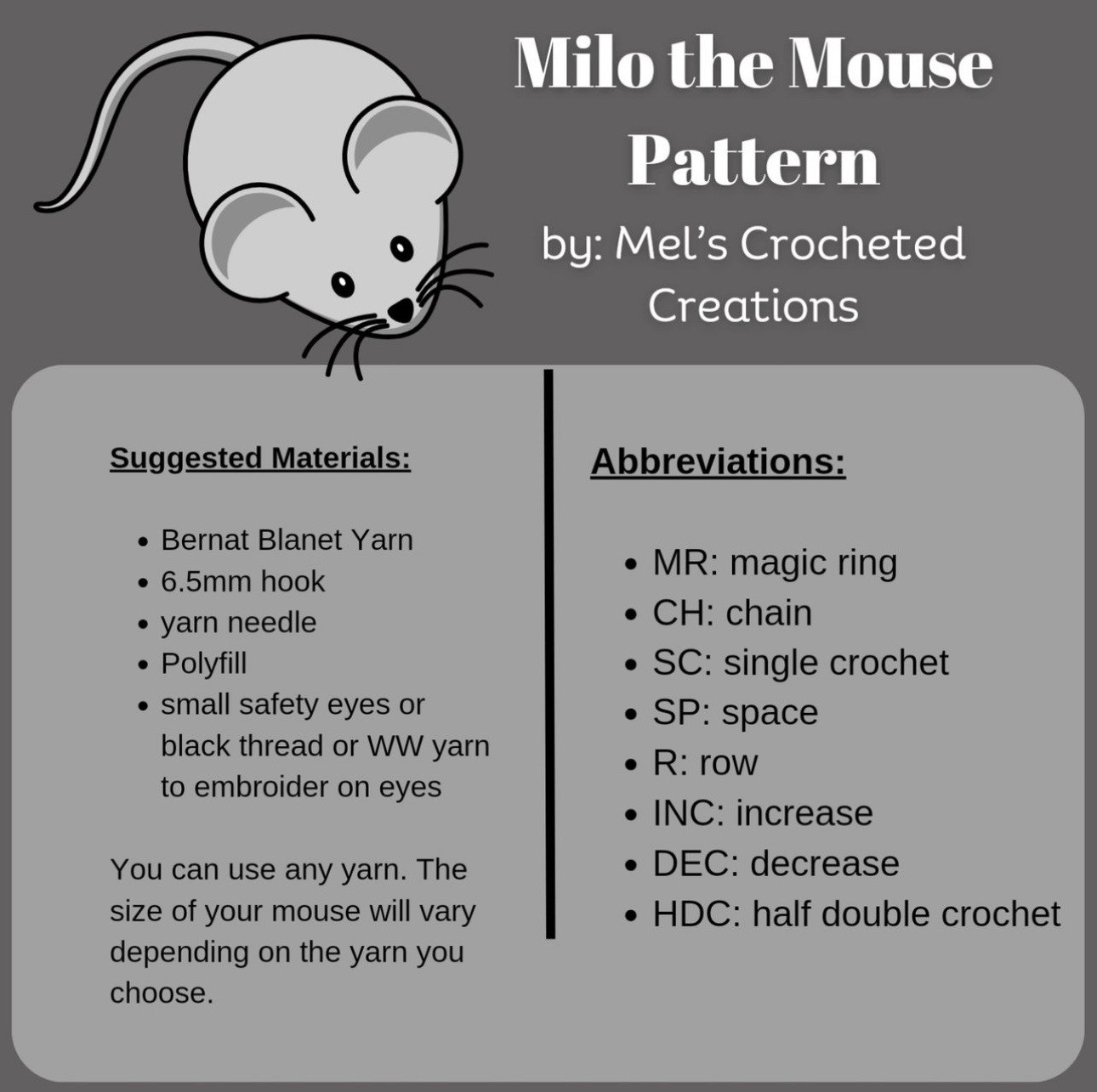 Milo the mouse pattern