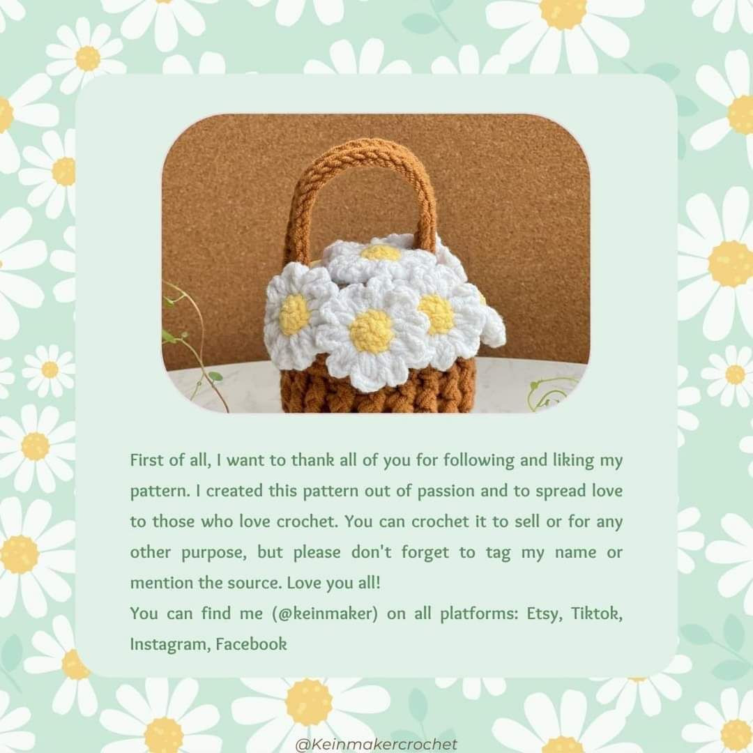 Mini flower basket crochet pattern