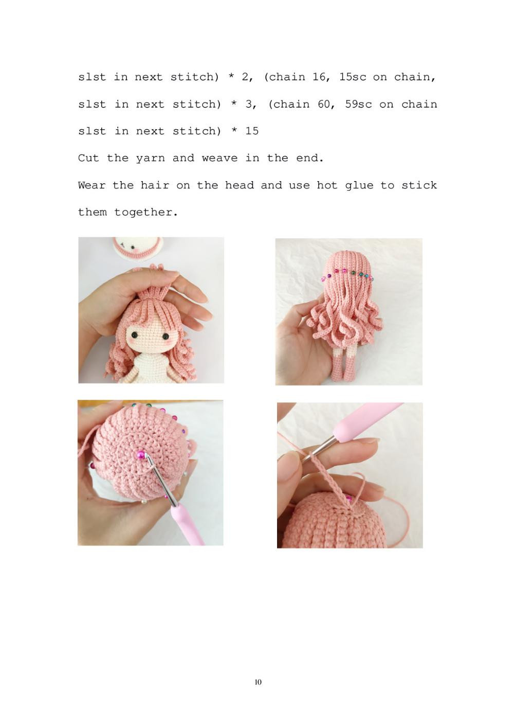 molang doll, Crochet pattern for a doll wearing a dress and a bunny hat