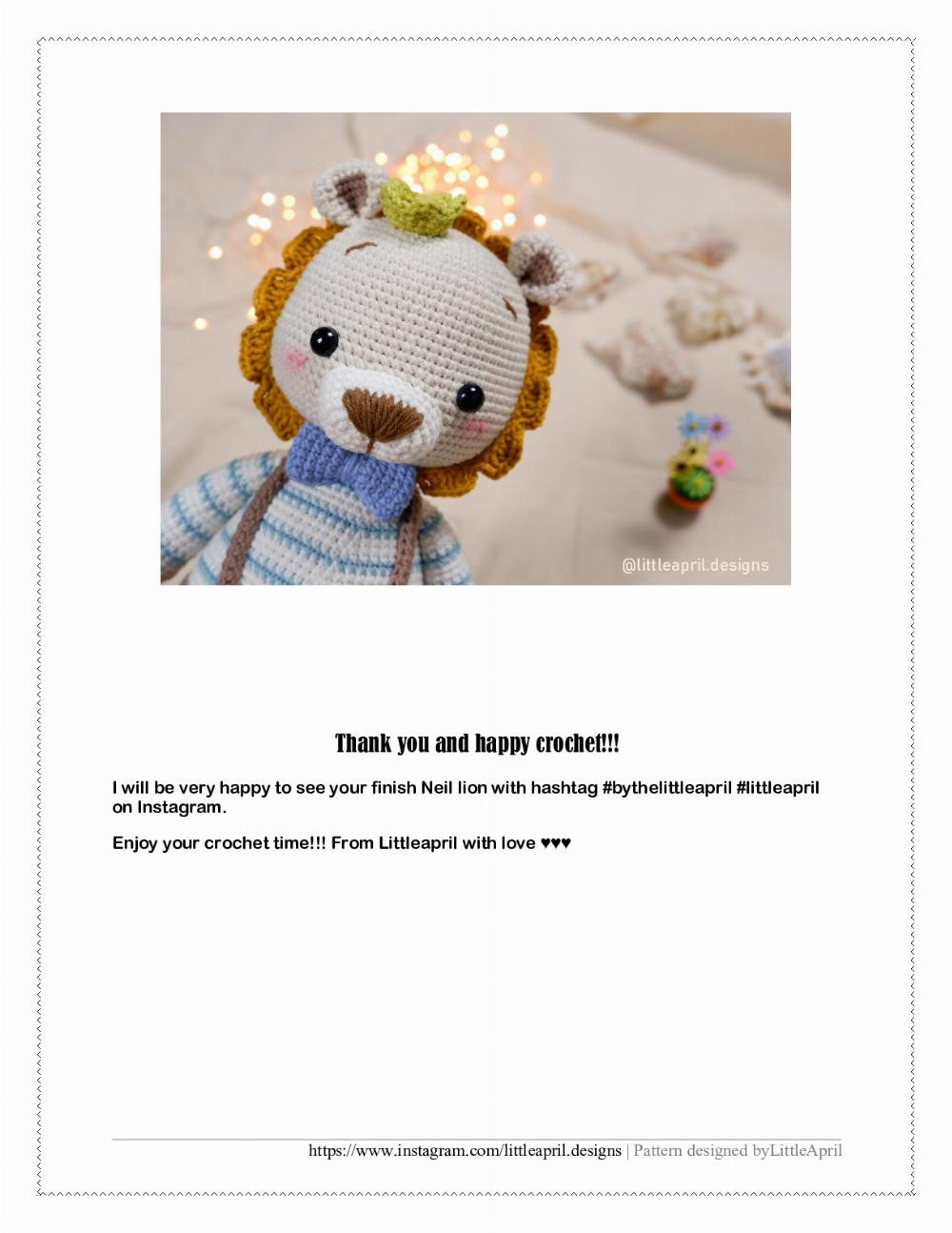 Neil Lion doll crochet pattern