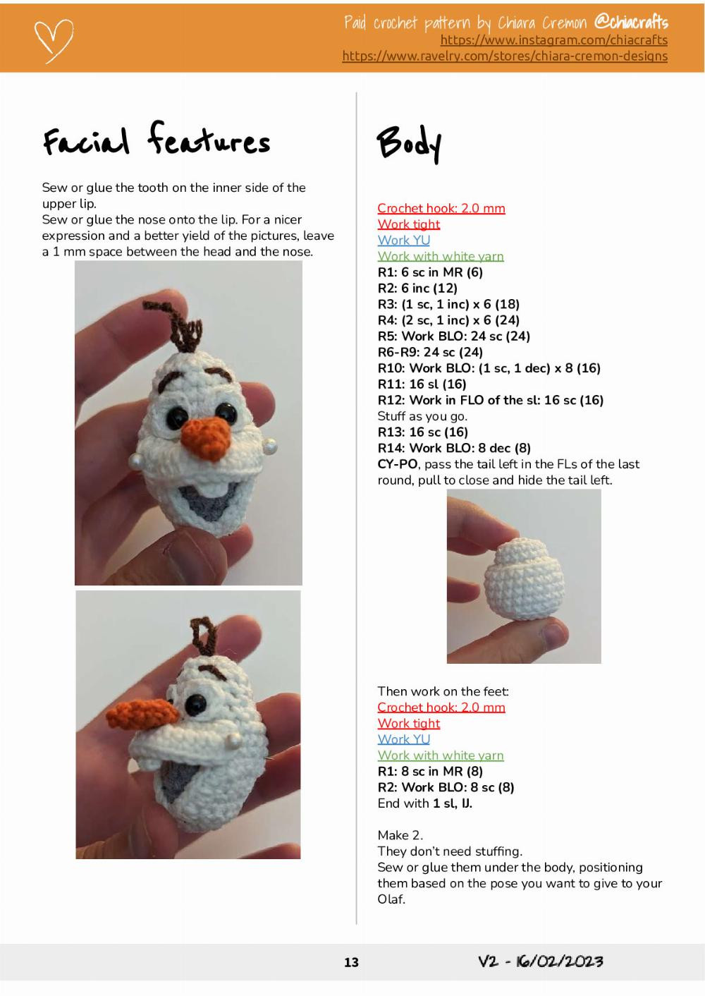 Olaf Crochet Pattern