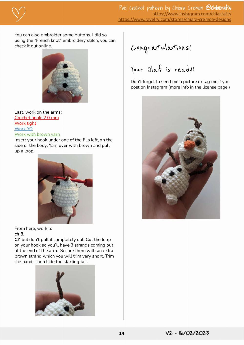 Olaf Crochet Pattern