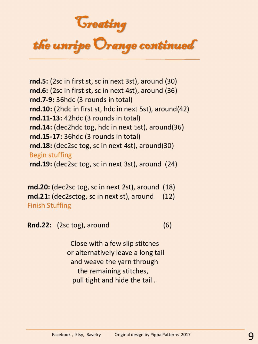 Orange Tree Pattern and Instructions