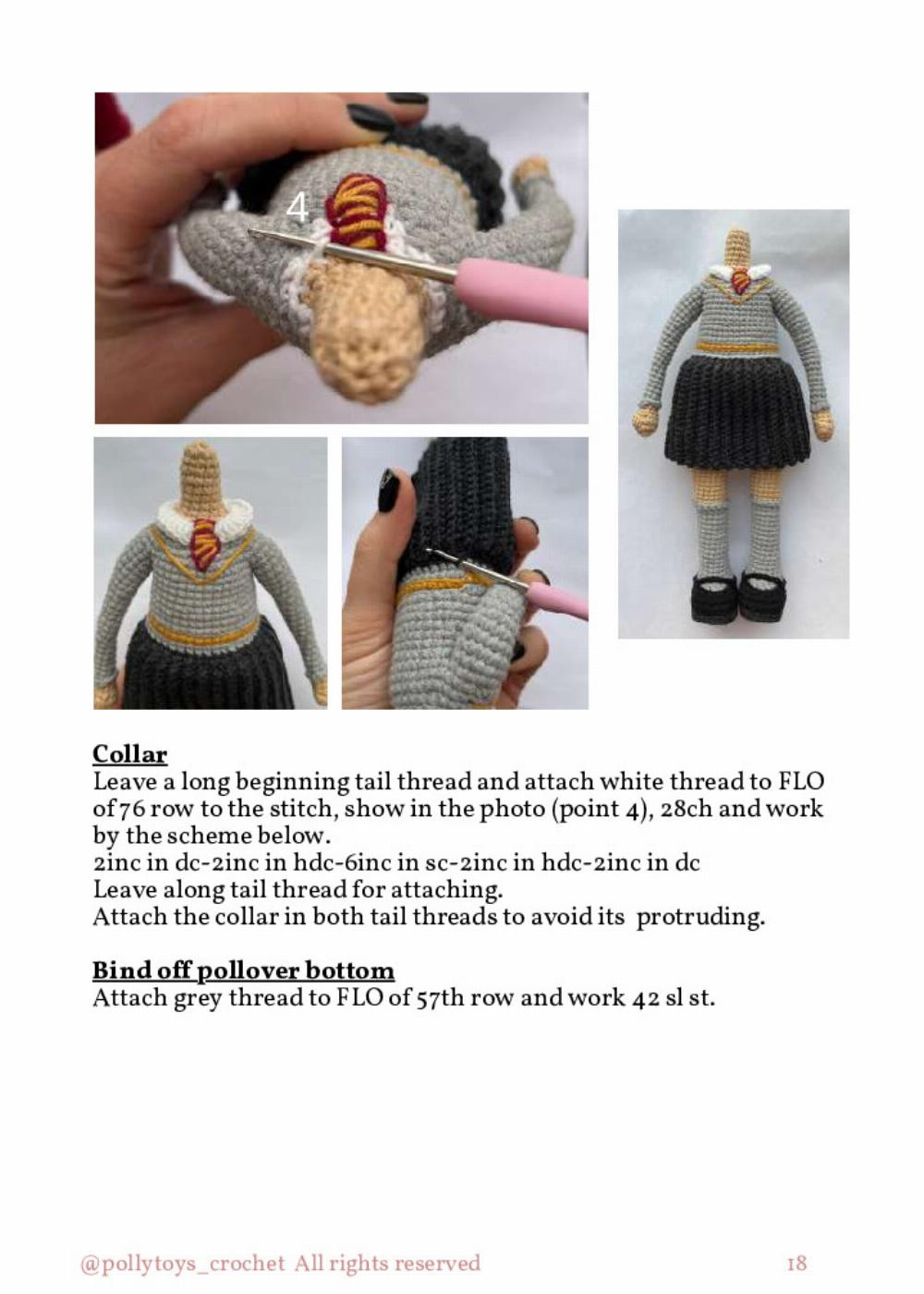 PATTERN CROCHET DOLL HERMIONE GRANGER AND CROOKSHANKS