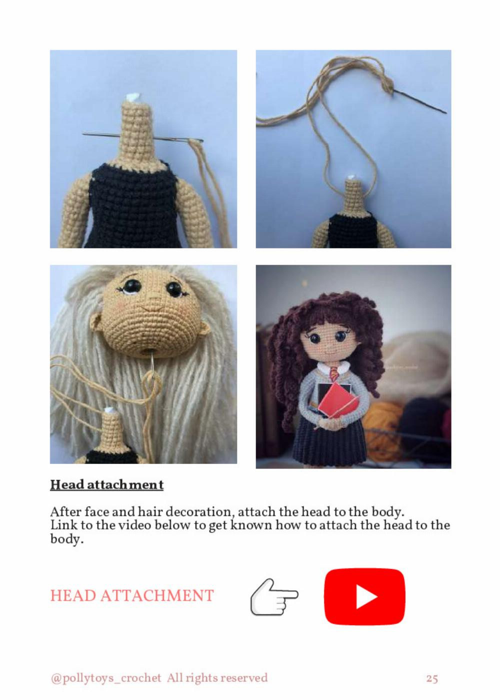 PATTERN CROCHET DOLL HERMIONE GRANGER AND CROOKSHANKS