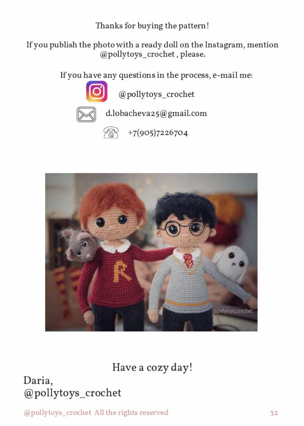 PATTERN CROCHET DOLL RON WEASLEY AND SCABBERS