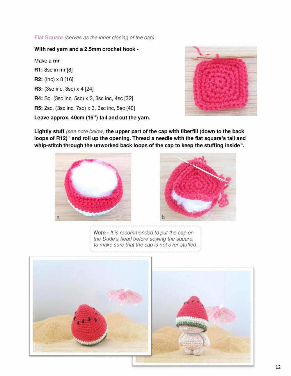 Pattern for crocheting melon, kiwi, and watermelon dolls