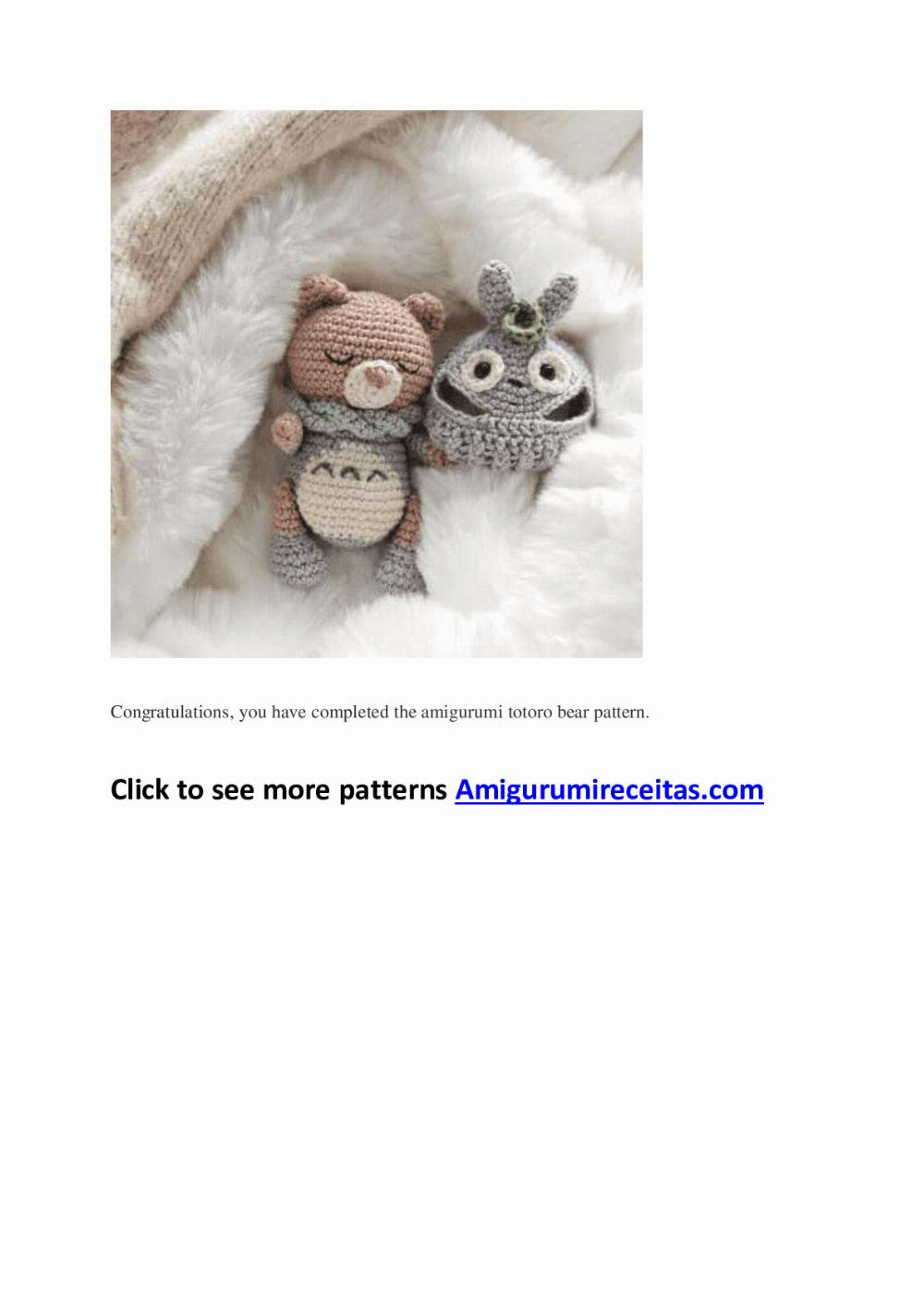 PDF Crochet Totoro Bear Amigurumi Free Pattern