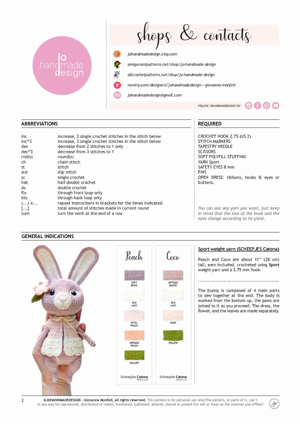 Peach & Coco rabbit crochet pattern