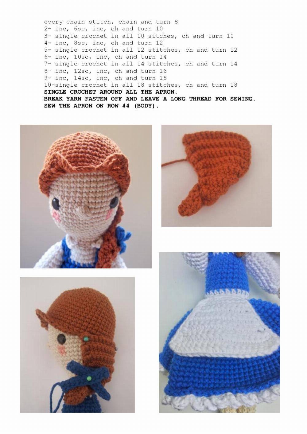 PEASANT BELLE LOS SOSPECHOSOS doll crochet pattern