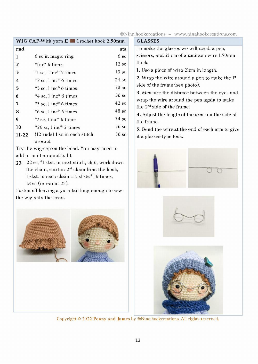 Penny and James, Crochet pattern for a couple of dolls wearing winter clothes