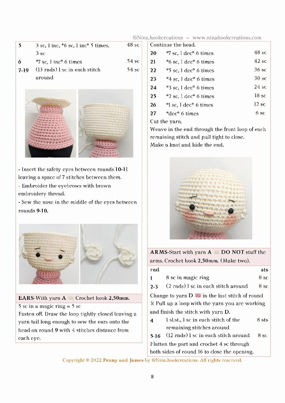 Penny and James, Crochet pattern for a couple of dolls wearing winter clothes