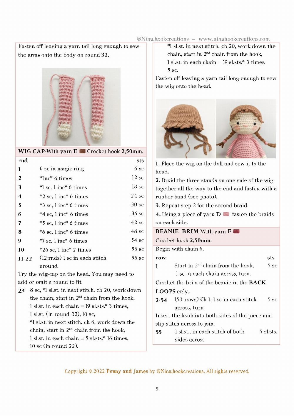 Penny and James, Crochet pattern for a couple of dolls wearing winter clothes