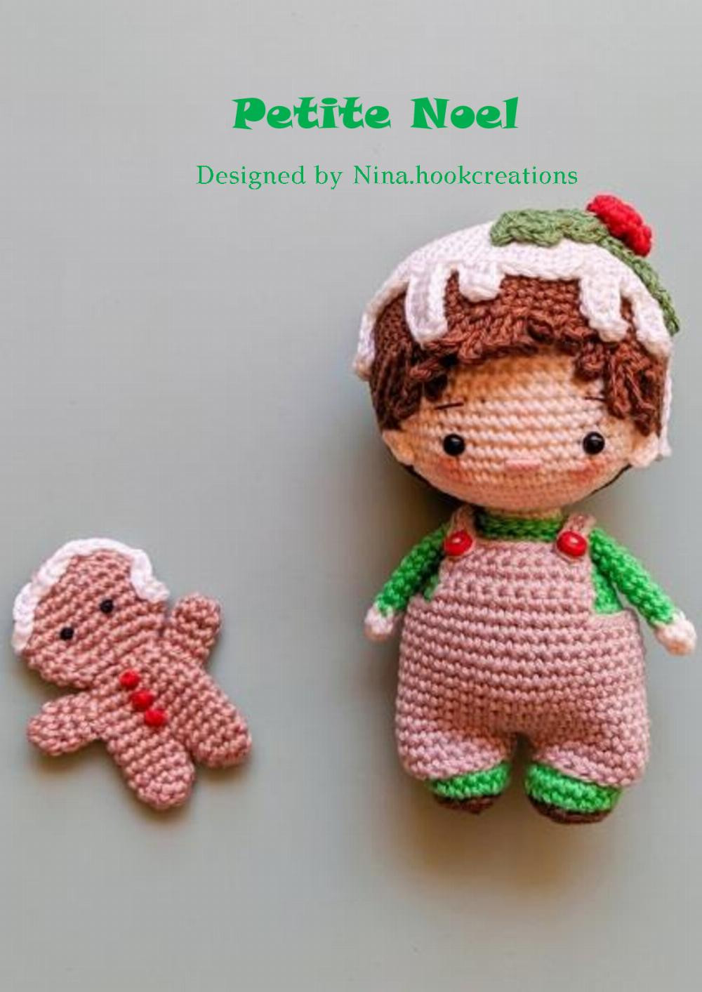 Petite Noel, Gingerbread baby doll crochet pattern