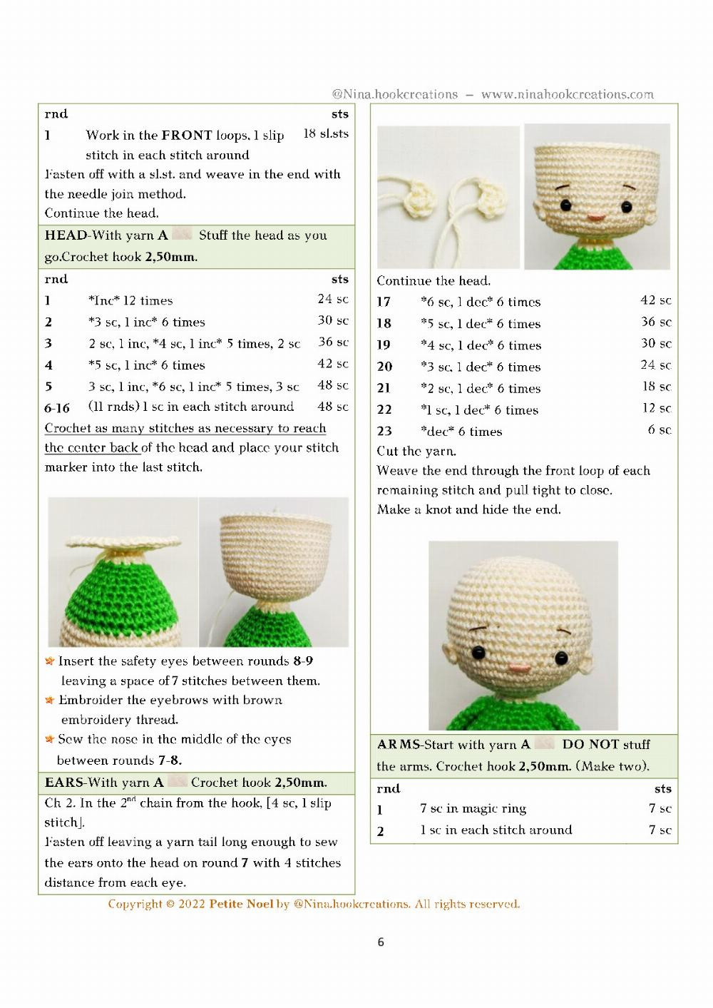 Petite Noel, Gingerbread baby doll crochet pattern