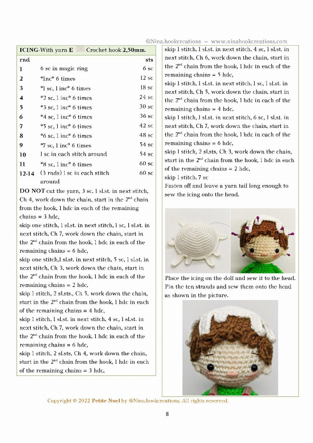 Petite Noel, Gingerbread baby doll crochet pattern