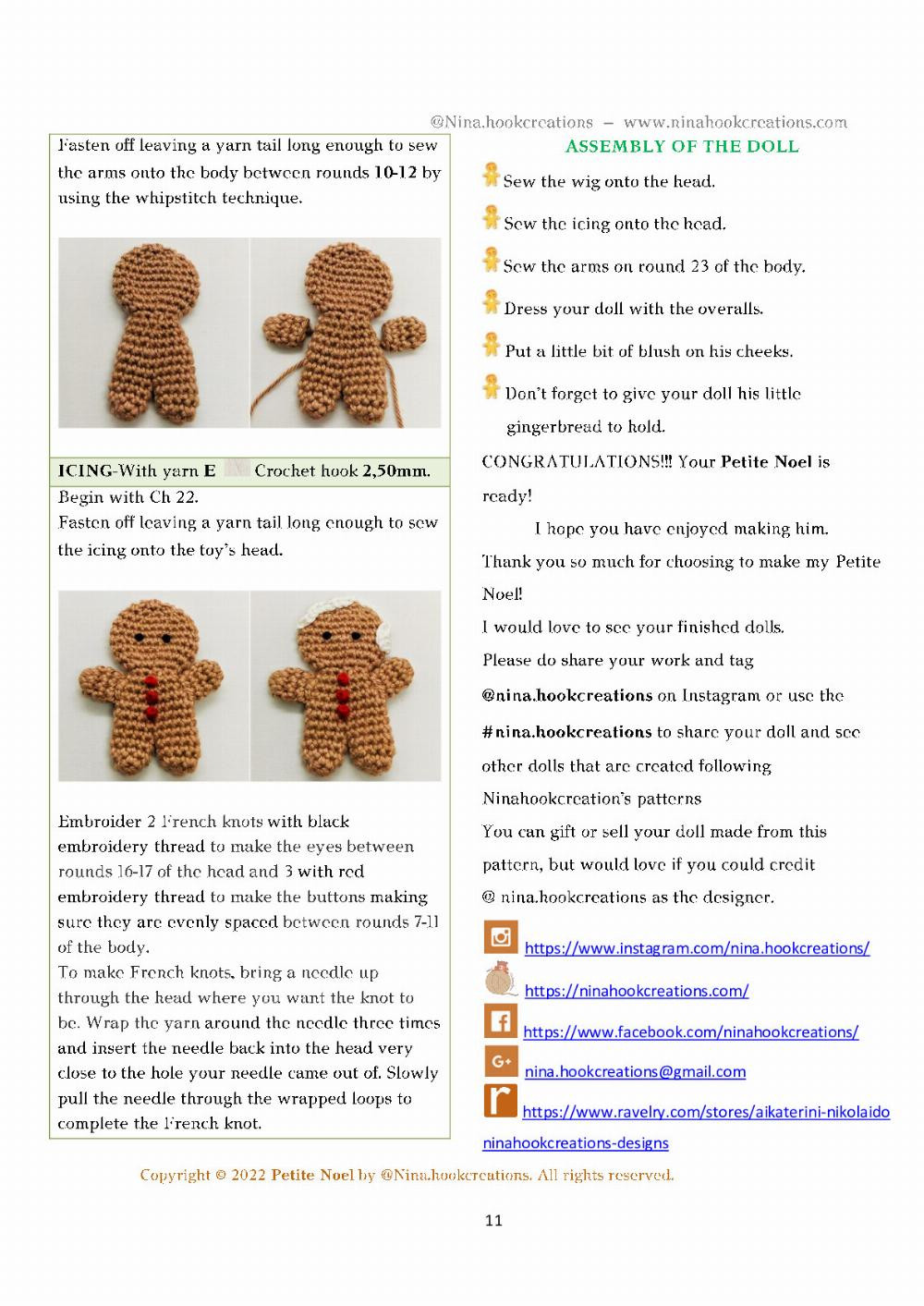 Petite Noel, Gingerbread baby doll crochet pattern