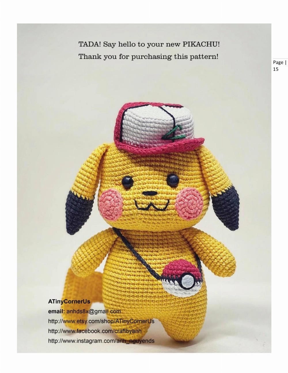 pikachu amugurumi pattern