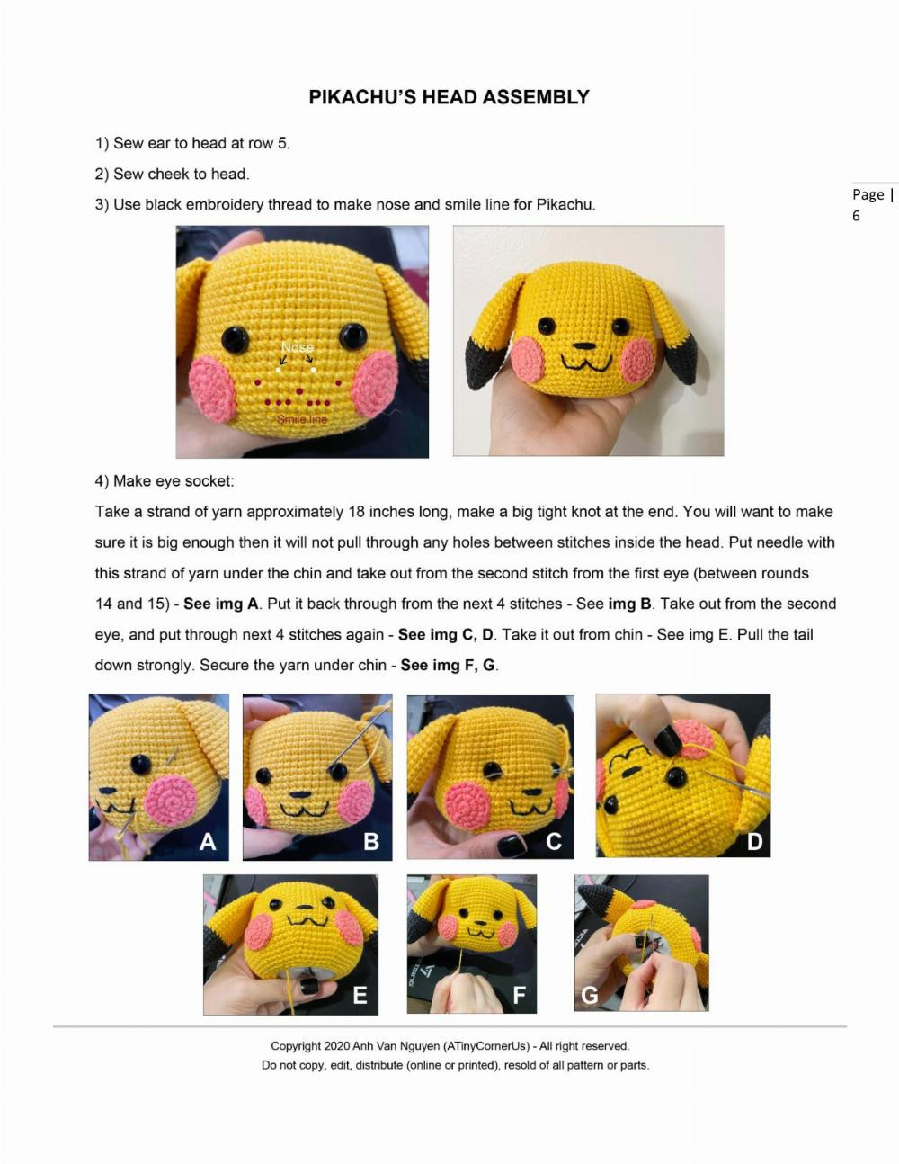 pikachu amugurumi pattern