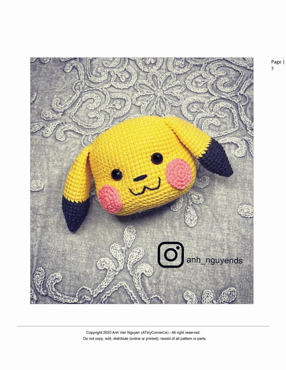 pikachu amugurumi pattern