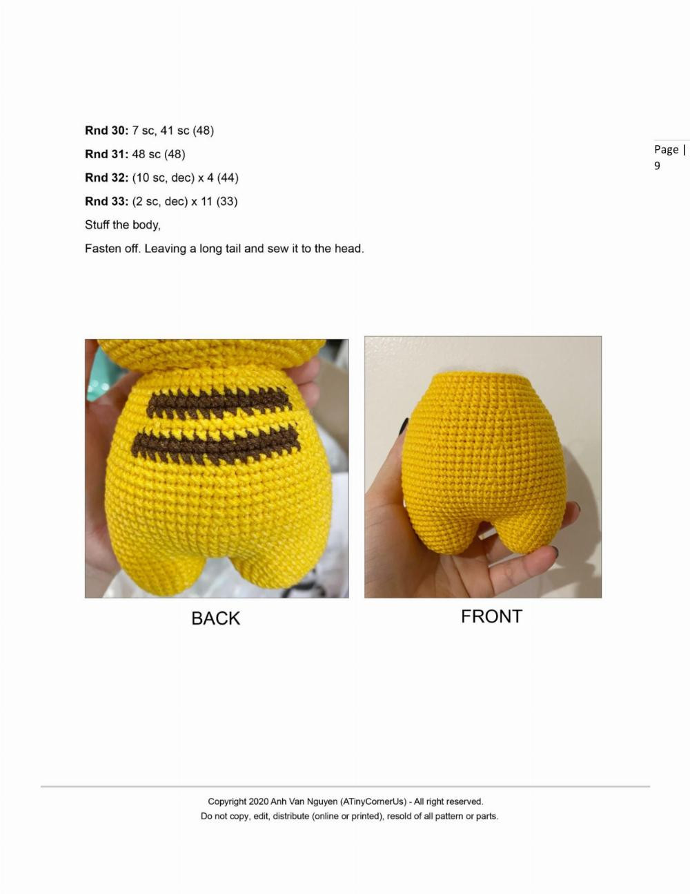 pikachu amugurumi pattern