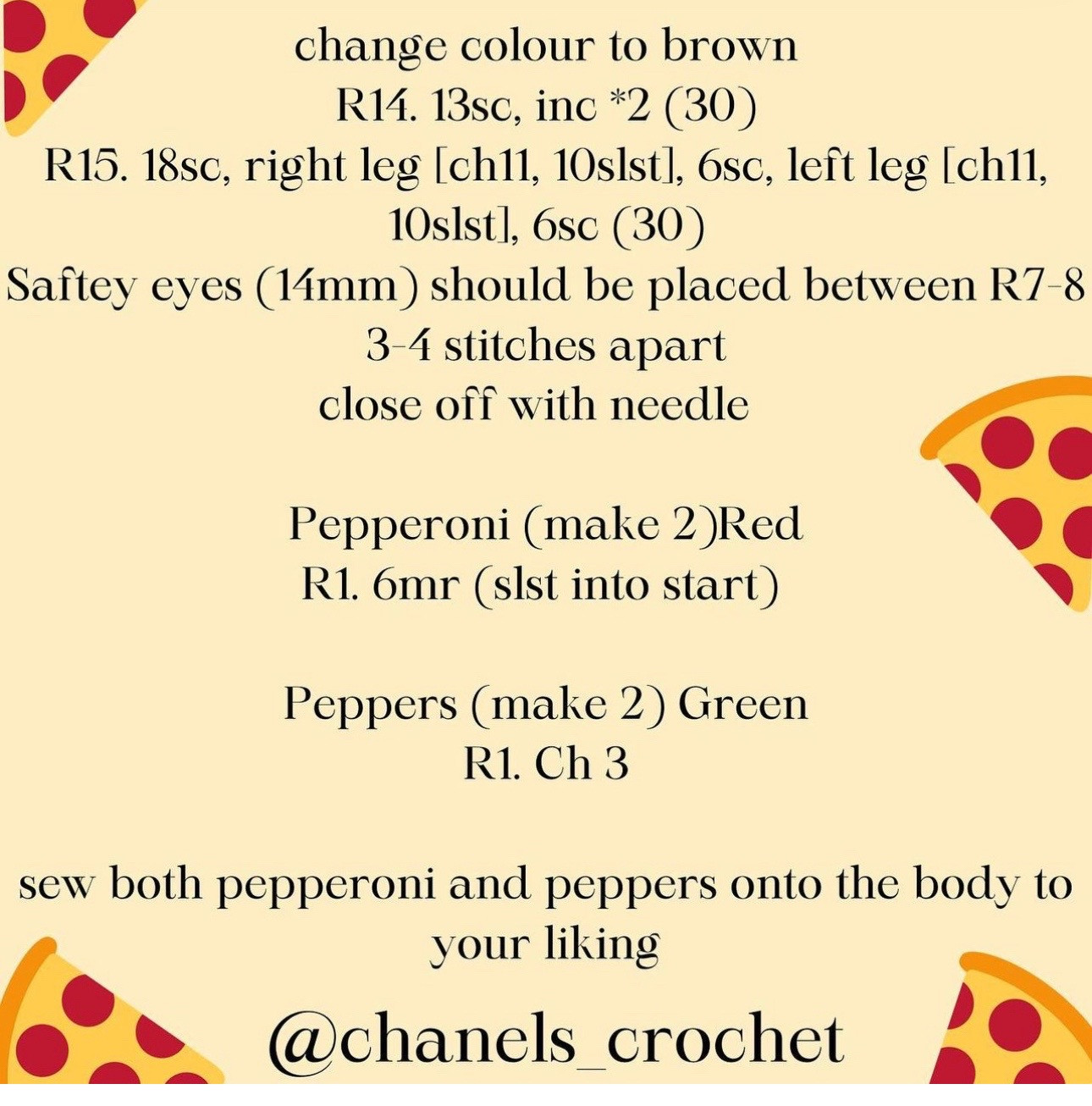 pizza pete free pattern