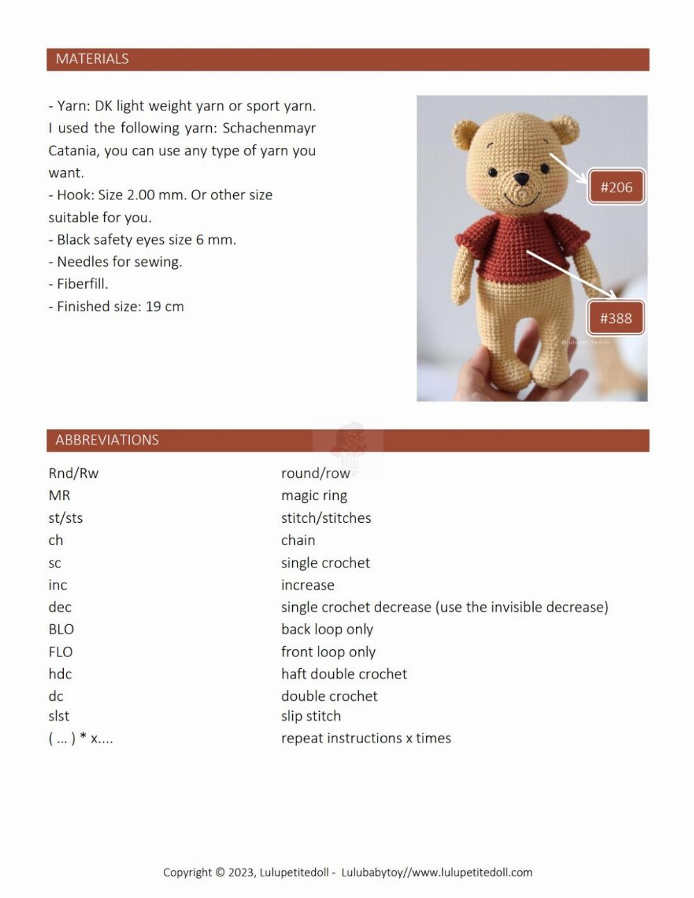 POOH – WINNIE THE POOH Crochet pattern