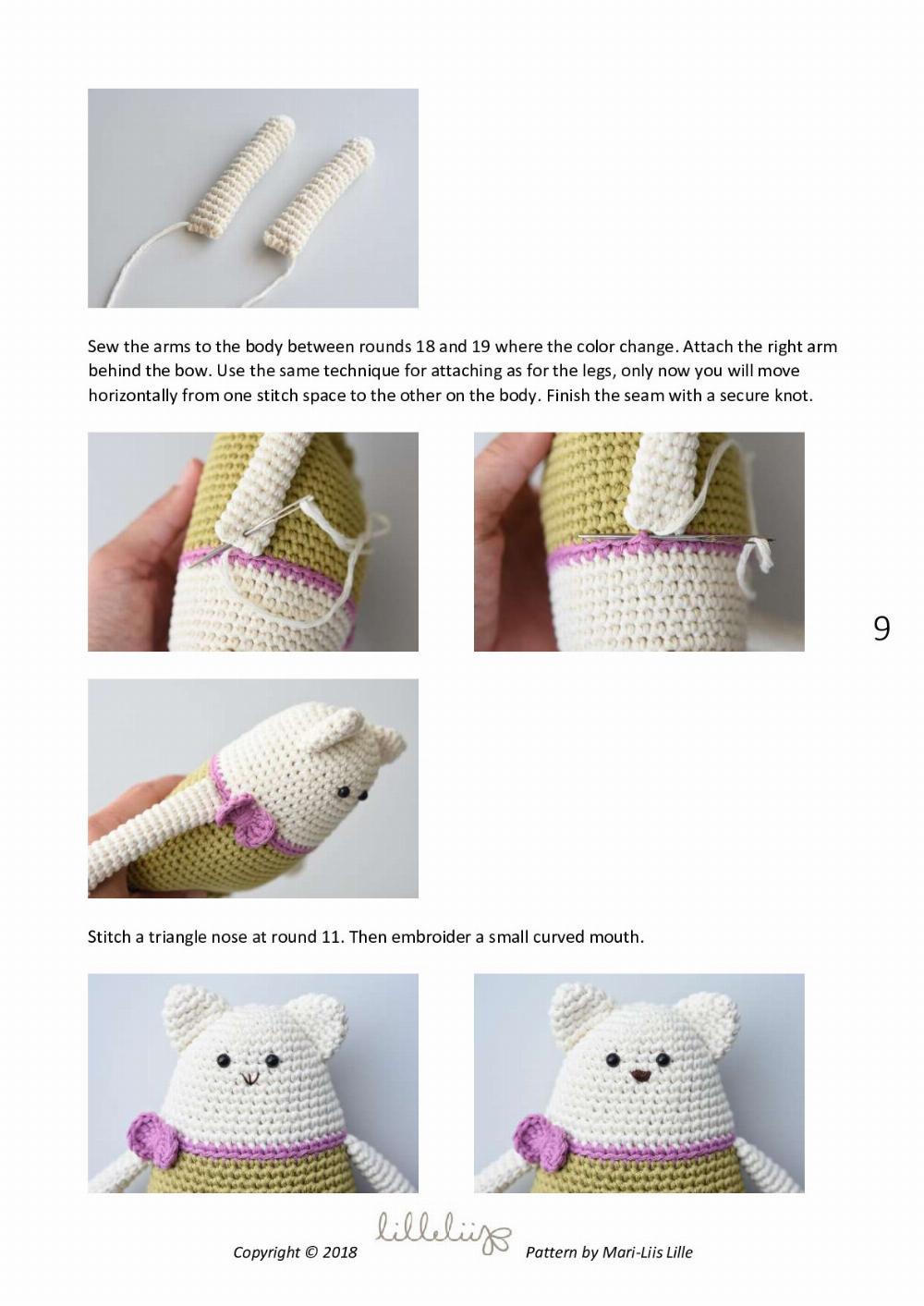 rag doll cat, Crochet pattern for a cat wearing a dress