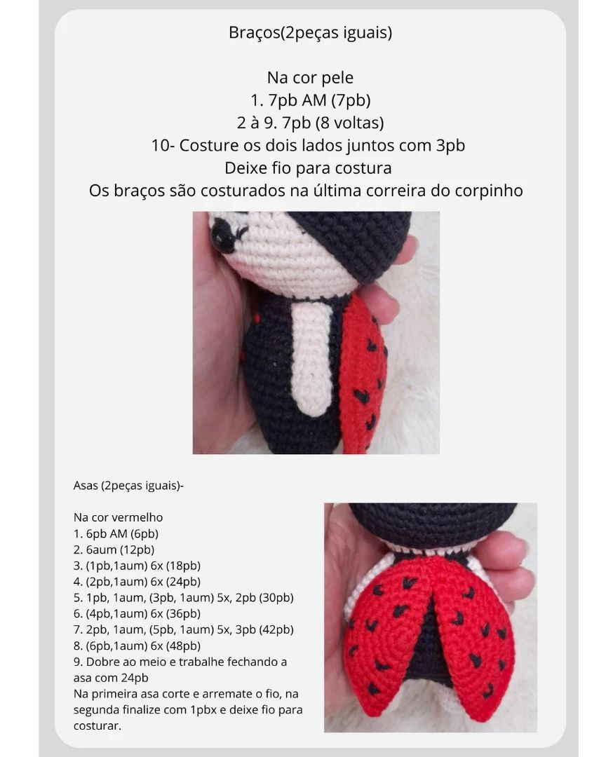 *RECEITA FREE* <br>🐞JOANINHA NINA <br> AMIGURUMIS _ 18cm<br>