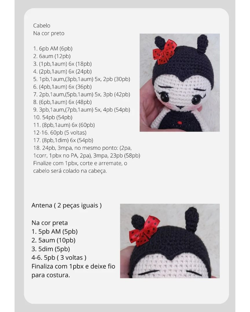 *RECEITA FREE* <br>🐞JOANINHA NINA <br> AMIGURUMIS _ 18cm<br>