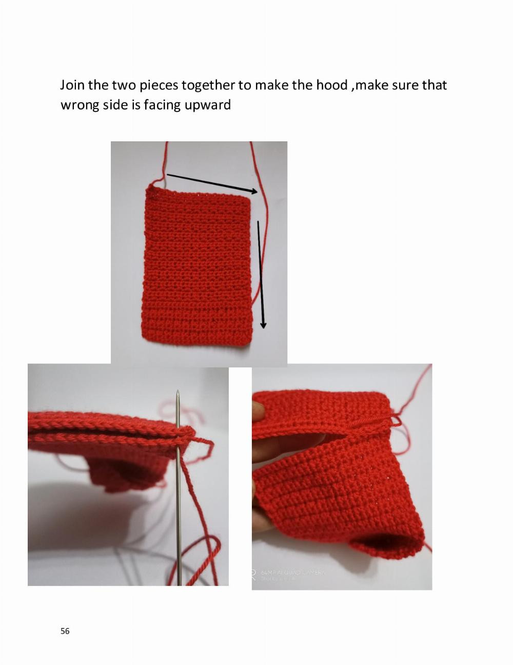 Red riding hood, Crochet pattern for a little girl doll wearing a red coat